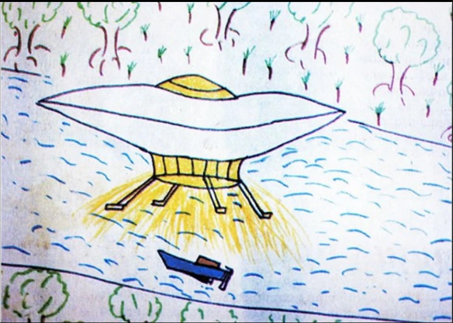A drawing of what the UFO apparently looked like